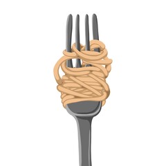 Pasta on a fork flat style illustration