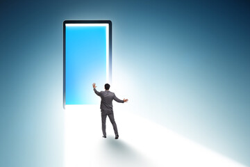 Fototapeta premium Mobile phone addiction with businessman