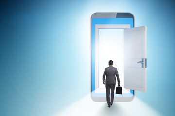 Obraz premium Mobile phone addiction with businessman