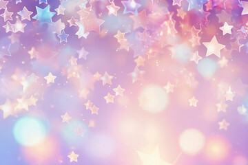 Soft Pastel Colored Stars - Shiny with Bokeh - Holiday Vibe