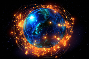 Obraz premium Model of a virtual globe shrouded in futuristic lights