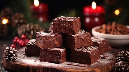 Delicious Homemade Fudge for a  Christmas Table Spread