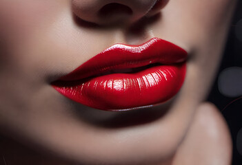 Fototapeta premium close up lips of woman with bright makeup 
