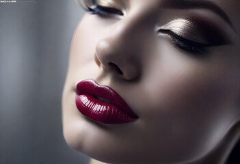 Fototapeta premium close up lips of woman with bright makeup 