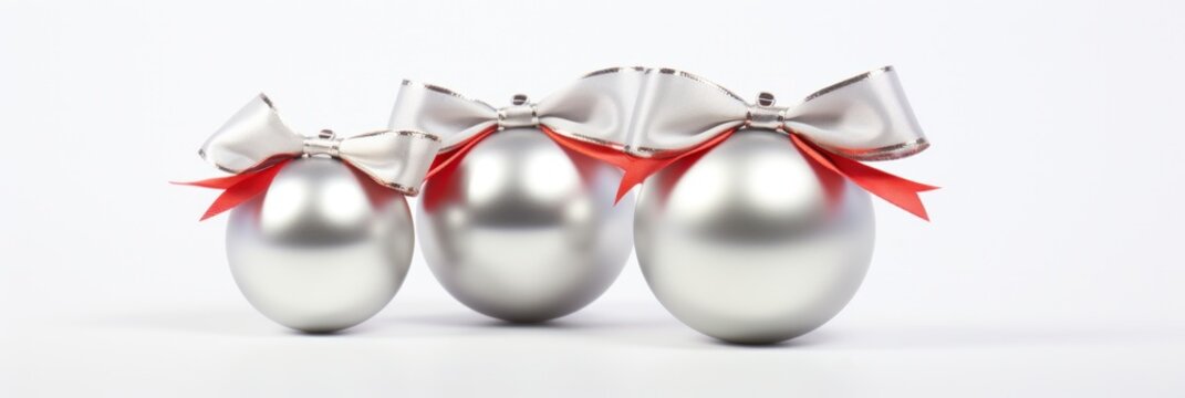 Elegant Silver Christmas Ornaments with Bows and Balls for  Decorations