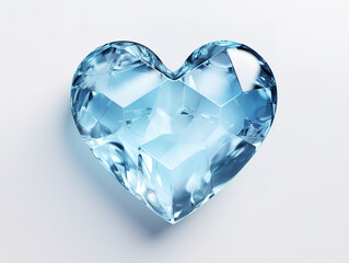 Fototapeta premium Diamond heart shaped gem watercolor illustration isolated on transparent background. Generative Ai