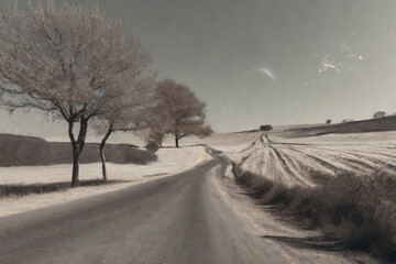 Fototapeta premium road in the snow generated ai