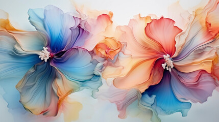 Fluid abstract expressionism, blooming flowers, Aesthetics colorful floral inspirational tenderness...