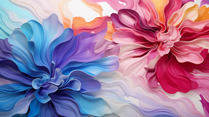 Fluid abstract expressionism, blooming flowers, Aesthetics colorful floral inspirational tenderness...