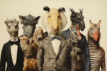 Animalistic collage depicting animals and their skins