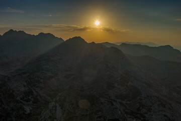 Spectacular sunset on mountain valley