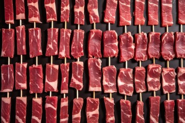 graphically appealing pattern created with beef skewers