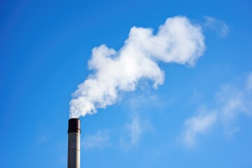 a smokestack belching black smoke over a clear blue sky