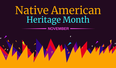 Native American Heritage Month in traditional style and color with typography in the top