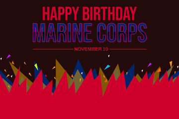 US. Happy Birthday the United States Marine Corps Wallpaper with traditional border design. Marine corps birthday backdrop - obrazy, fototapety, plakaty