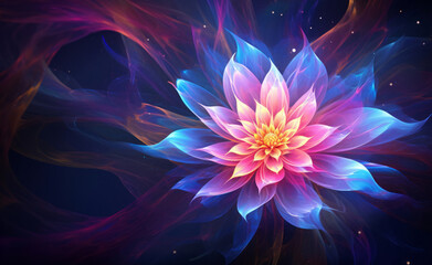 Abstract neon magical flower background