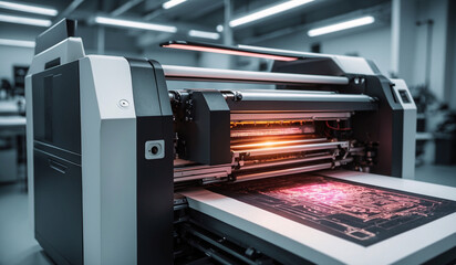 Modern microprocessors require modern printers to print electronic circuit boards. 3D printing is used to create chips needed for various technologies, including artificial intelligence - obrazy, fototapety, plakaty