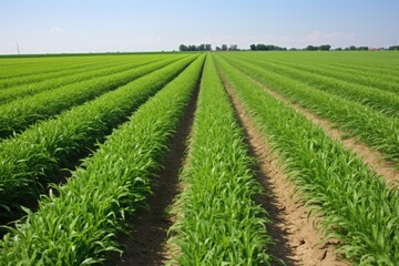 Fototapeta na wymiar rows of genetically modified crops in a test field