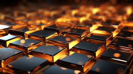Fototapeta premium abstract background with cube pattern, golden geometric wallpaper