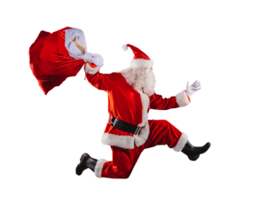 santa claus runs fast to deliver all gifts for christmas