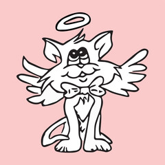 Kitten with halo. Vector drawing, eps