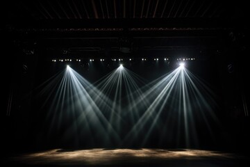 spotlight illuminating a stage in a dark theater