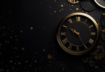 Fototapeta na wymiar A black and gold Happy New Year background