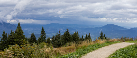 Scenic landscape of Rossfeld Panorama Strasse at Germany and Austria border on Alps mountains.