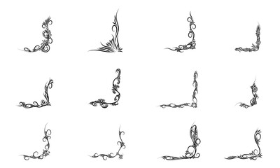 Floral retro corner border. Vector illustration.