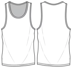 Foto op Canvas Men's casual sleeveless Tank top vest design flat sketch fashion illustration drawing template mock up with front and back view © Fathima Flats