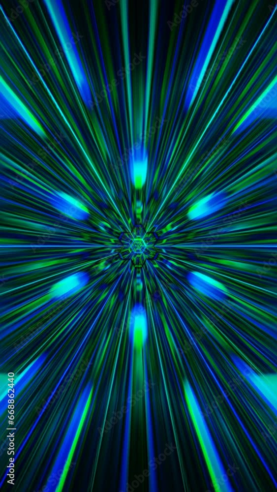 Poster abstract background with green and blue rays motion graphics design. looping animation
