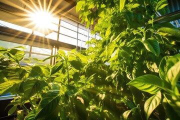 morning light illuminating coffee flavoring plant interior
