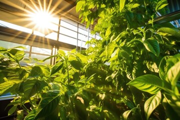 Fototapeta premium morning light illuminating coffee flavoring plant interior