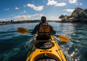 Whispers of Serenity: A Beautiful Nature and River View from a Kayak, A Generative AI’s Tranquil Voyage Through the Mirrored Soul of Wilderness