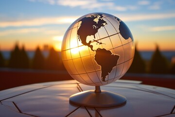 a globe illuminated by the sun, signifying global consciousness
