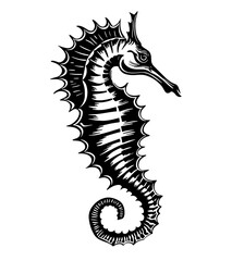 Seahorse Underwater Depth Abyss Spikes Fish Tattoo Print Stamp