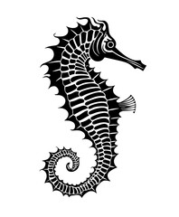 Seahorse Underwater Depth Abyss Spikes Fish Tattoo Print Stamp