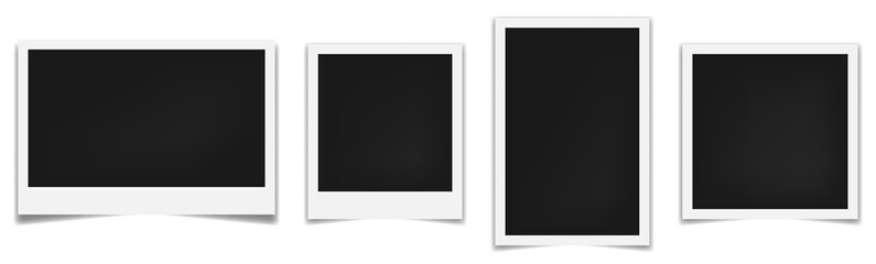 Set of realistic photo frames mockup. Empty photo frame mock up with shadow. Vector illustration isolated on white background - obrazy, fototapety, plakaty