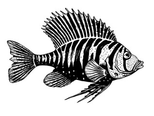 Fish Sea under Water Depth Manta Ray Tattoo Print Stamp