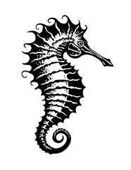 Seahorse Underwater Depth Abyss Spikes Fish Tattoo Print Stamp