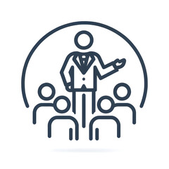 icon of individual giving directions to a group