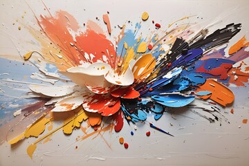 acrylic paint colorful splash in white bacground - obrazy, fototapety, plakaty