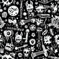A black and white pattern inspired by punk rock aesthetics.