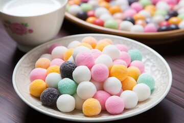 a full plate of tangyuan sweet rice balls