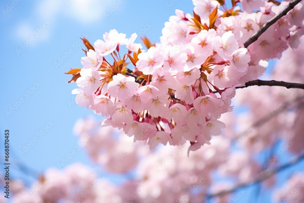 Poster a detailed shot of sakura cherry blossom in full bloom