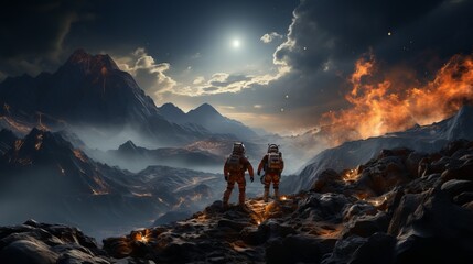Astronauts on the moon, exploration of new planets, colonization of new lands. Mission to study life in space. Alien life
