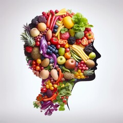 Face made from fruit and vegetables