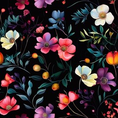 Kolorowe kwiaty nocą