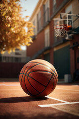 closeup view of basket ball in the ground
