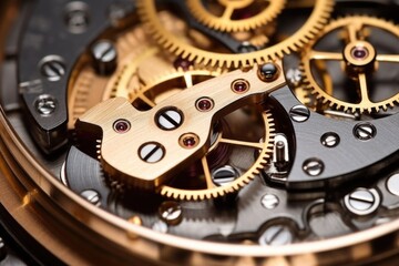 macro shot of watch gears and tachymeter scale